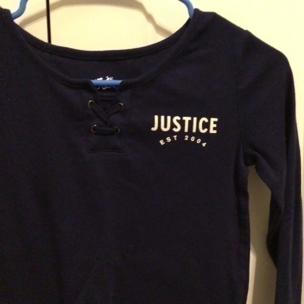 Justice Girls size 12 navy  top tie detail at neck